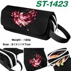 Demon Slayer Kimets Anime waterproof canvas portable double-layer pencil bag cosmetic bag 21x11x7cm
