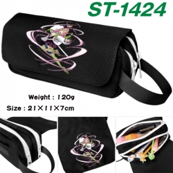Demon Slayer Kimets Anime waterproof canvas portable double-layer pencil bag cosmetic bag 21x11x7cm