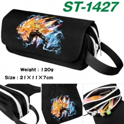 Demon Slayer Kimets Anime waterproof canvas portable double-layer pencil bag cosmetic bag 21x11x7cm