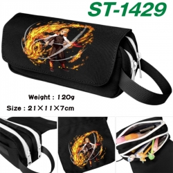 Demon Slayer Kimets Anime waterproof canvas portable double-layer pencil bag cosmetic bag 21x11x7cm