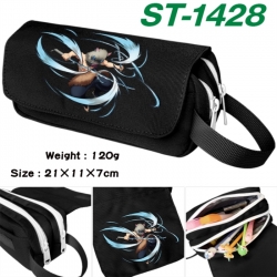 Demon Slayer Kimets Anime waterproof canvas portable double-layer pencil bag cosmetic bag 21x11x7cm