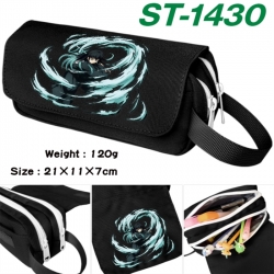Demon Slayer Kimets Anime waterproof canvas portable double-layer pencil bag cosmetic bag 21x11x7cm