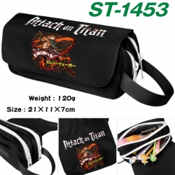 Shingeki no Kyojin Anime waterproof canvas portable double-layer pencil bag cosmetic bag 21x11x7cm
