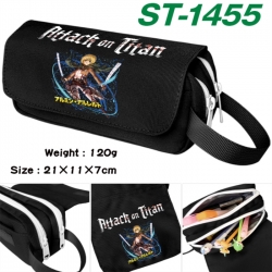 Shingeki no Kyojin Anime waterproof canvas portable double-layer pencil bag cosmetic bag 21x11x7cm