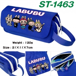Labubu Anime waterproof canvas portable double-layer pencil bag cosmetic bag 21x11x7cm