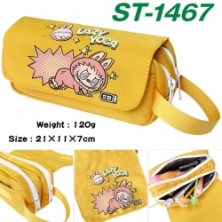 Labubu Anime waterproof canvas portable double-layer pencil bag cosmetic bag 21x11x7cm