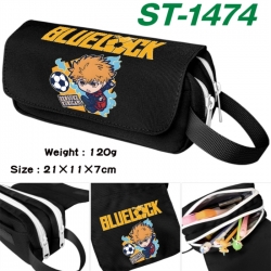 BLUE LOCK Anime waterproof canvas portable double-layer pencil bag cosmetic bag 21x11x7cm