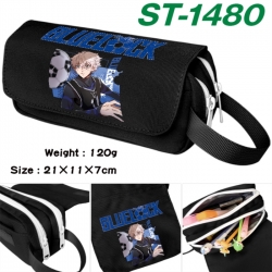 BLUE LOCK Anime waterproof canvas portable double-layer pencil bag cosmetic bag 21x11x7cm