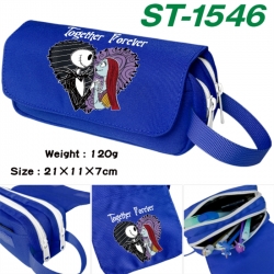The Nightmare Before Christmas Anime waterproof canvas portable double-layer pencil bag cosmetic bag 21x11x7cm