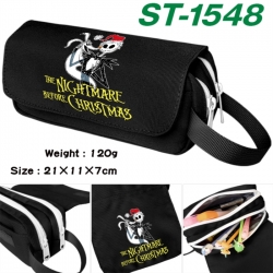 The Nightmare Before Christmas Anime waterproof canvas portable double-layer pencil bag cosmetic bag 21x11x7cm