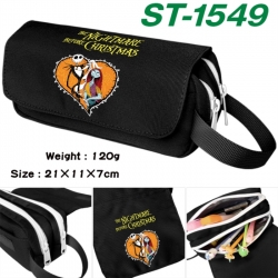 The Nightmare Before Christmas Anime waterproof canvas portable double-layer pencil bag cosmetic bag 21x11x7cm