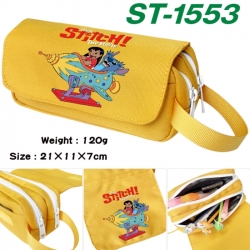 Lilo & Stitch Anime waterproof canvas portable double-layer pencil bag cosmetic bag 21x11x7cm