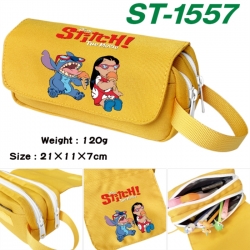 Lilo & Stitch Anime waterproof canvas portable double-layer pencil bag cosmetic bag 21x11x7cm