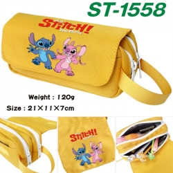 Lilo & Stitch Anime waterproof canvas portable double-layer pencil bag cosmetic bag 21x11x7cm