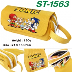 Sonic The Hedgehog Anime waterproof canvas portable double-layer pencil bag cosmetic bag 21x11x7cm
