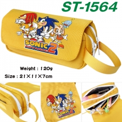 Sonic The Hedgehog Anime waterproof canvas portable double-layer pencil bag cosmetic bag 21x11x7cm