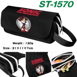 Sonic The Hedgehog Anime waterproof canvas portable double-layer pencil bag cosmetic bag 21x11x7cm