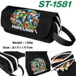 Minecraft Anime waterproof canvas portable double-layer pencil bag cosmetic bag 21x11x7cm