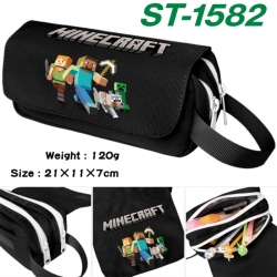 Minecraft Anime waterproof canvas portable double-layer pencil bag cosmetic bag 21x11x7cm