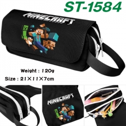 Minecraft Anime waterproof canvas portable double-layer pencil bag cosmetic bag 21x11x7cm