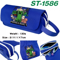 Minecraft Anime waterproof canvas portable double-layer pencil bag cosmetic bag 21x11x7cm