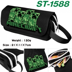 Minecraft Anime waterproof canvas portable double-layer pencil bag cosmetic bag 21x11x7cm