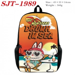 Labubu Anime nylon canvas backpack student backpack 45x33x14cm