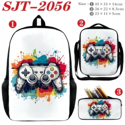 GamePad Anime nylon canvas backpack pencil case crossbody bag three piece set 45x33x14cm