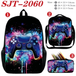 GamePad Anime nylon canvas backpack pencil case crossbody bag three piece set 45x33x14cm