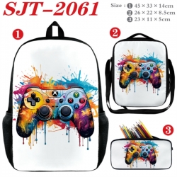 GamePad Anime nylon canvas backpack pencil case crossbody bag three piece set 45x33x14cm