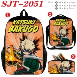 My Hero Academia Anime nylon canvas backpack pencil case crossbody bag three piece set 45x33x14cm
