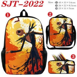 The Nightmare Before Christmas Anime nylon canvas backpack pencil case crossbody bag three piece set 45x33x14cm