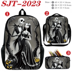 The Nightmare Before Christmas Anime nylon canvas backpack pencil case crossbody bag three piece set 45x33x14cm