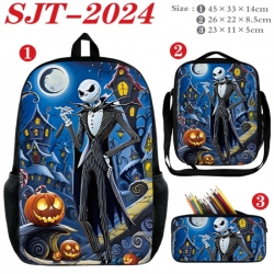 The Nightmare Before Christmas Anime nylon canvas backpack pencil case crossbody bag three piece set 45x33x14cm