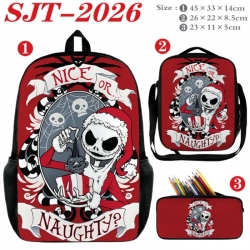 The Nightmare Before Christmas Anime nylon canvas backpack pencil case crossbody bag three piece set 45x33x14cm