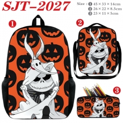 The Nightmare Before Christmas Anime nylon canvas backpack pencil case crossbody bag three piece set 45x33x14cm
