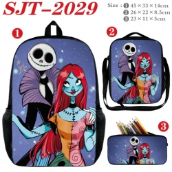 The Nightmare Before Christmas Anime nylon canvas backpack pencil case crossbody bag three piece set 45x33x14cm