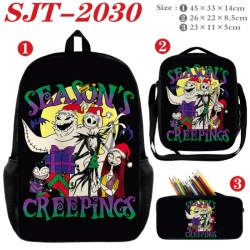 The Nightmare Before Christmas Anime nylon canvas backpack pencil case crossbody bag three piece set 45x33x14cm