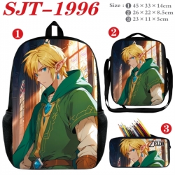 The Legend of Zelda Anime nylon canvas backpack pencil case crossbody bag three piece set 45x33x14cm