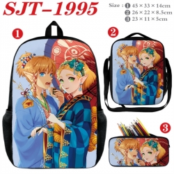 The Legend of Zelda Anime nylon canvas backpack pencil case crossbody bag three piece set 45x33x14cm