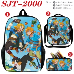 The Legend of Zelda Anime nylon canvas backpack pencil case crossbody bag three piece set 45x33x14cm