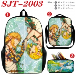 The Legend of Zelda Anime nylon canvas backpack pencil case crossbody bag three piece set 45x33x14cm