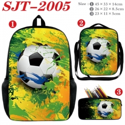 Football Anime nylon canvas backpack pencil case crossbody bag three piece set 45x33x14cm