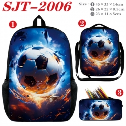 Football Anime nylon canvas backpack pencil case crossbody bag three piece set 45x33x14cm