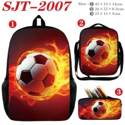 Football Anime nylon canvas backpack pencil case crossbody bag three piece set 45x33x14cm