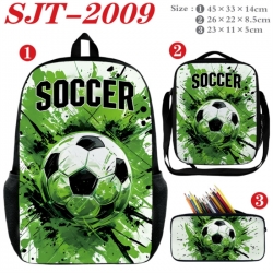 Football Anime nylon canvas backpack pencil case crossbody bag three piece set 45x33x14cm