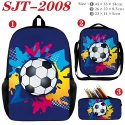 Football Anime nylon canvas backpack pencil case crossbody bag three piece set 45x33x14cm