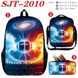 Football Anime nylon canvas backpack pencil case crossbody bag three piece set 45x33x14cm