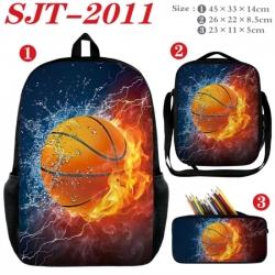 Football Anime nylon canvas backpack pencil case crossbody bag three piece set 45x33x14cm