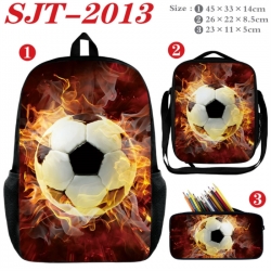 Football Anime nylon canvas backpack pencil case crossbody bag three piece set 45x33x14cm